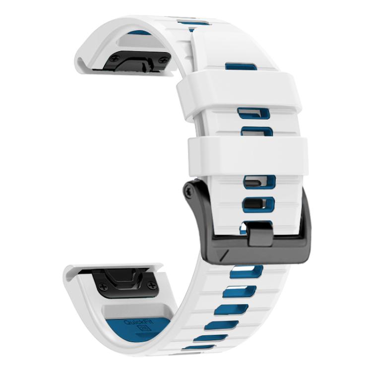 For Garmin 22mm Two Color Screw Buckle Quick Release Silicone Watch Band(White Blue) by bashfashion