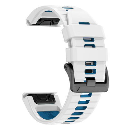For Garmin 22mm Two Color Screw Buckle Quick Release Silicone Watch Band(White Blue) by bashfashion