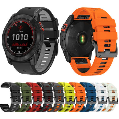 For Garmin 22mm Two Color Screw Buckle Quick Release Silicone Watch Band(White Blue) by bashfashion