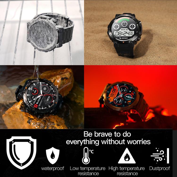 AK61 BT Call Smart Watch, Support Blood Pressure / Heart Rate / Sports Health Monitoring Fitness Tracker(Black Steel) by bashfashion