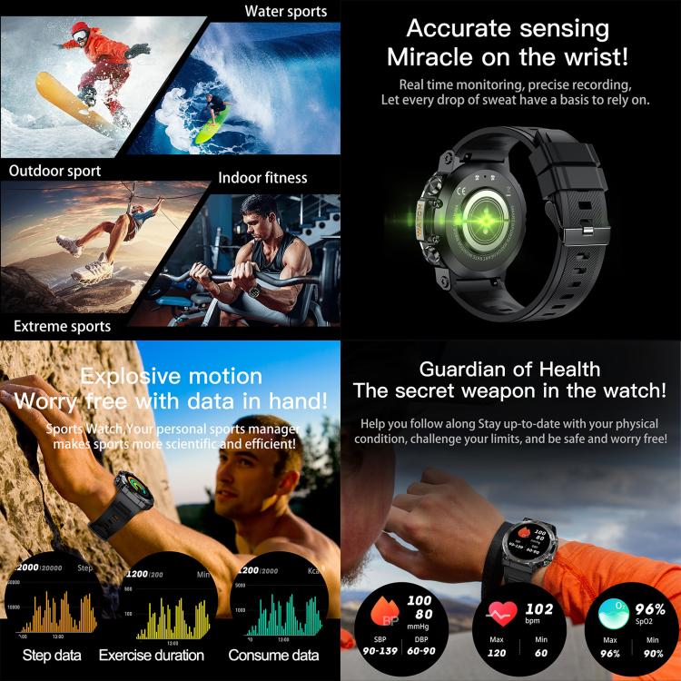 AK61 BT Call Smart Watch, Support Blood Pressure / Heart Rate / Sports Health Monitoring Fitness Tracker(Black Silicone) by bashfashion