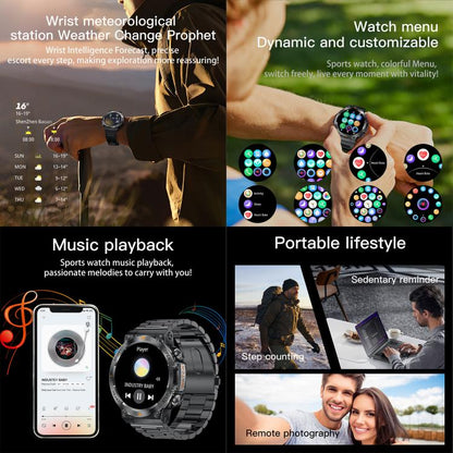 AK61 BT Call Smart Watch, Support Blood Pressure / Heart Rate / Sports Health Monitoring Fitness Tracker(Black Silicone) by bashfashion