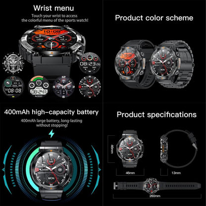 AK61 BT Call Smart Watch, Support Blood Pressure / Heart Rate / Sports Health Monitoring Fitness Tracker(Black Steel) by bashfashion