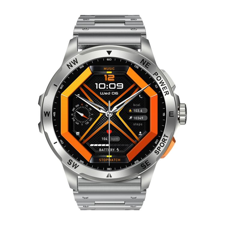 AK77 BT Call Smart Watch, Support Blood Oxygen / Blood Pressure / Heart Rate / Sports Health Monitoring Fitness Tracker(Silver Steel) by bashfashion