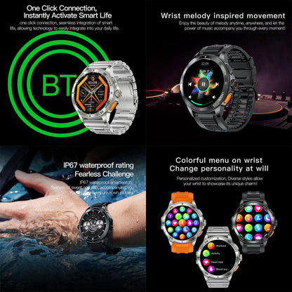 AK77 BT Call Smart Watch, Support Blood Oxygen / Blood Pressure / Heart Rate / Sports Health Monitoring Fitness Tracker(Orange Silicone) by bashfashion