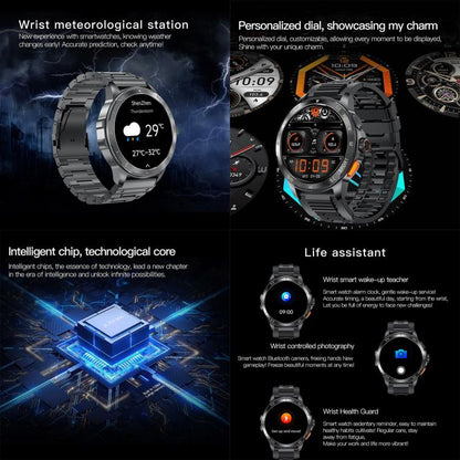 AK77 BT Call Smart Watch, Support Blood Oxygen / Blood Pressure / Heart Rate / Sports Health Monitoring Fitness Tracker(Silver Steel) by bashfashion