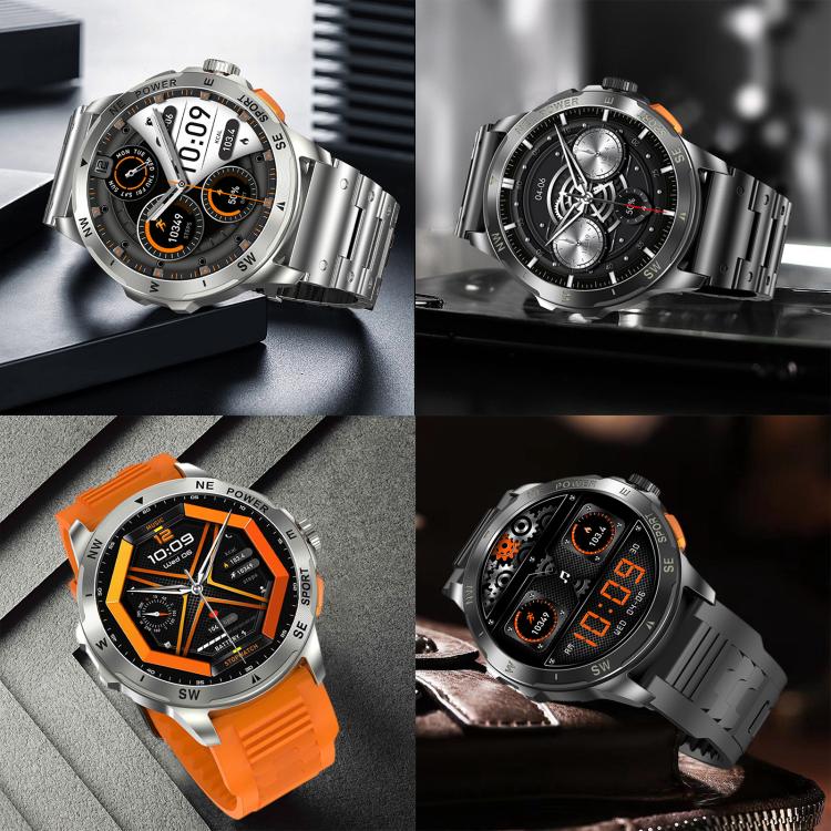 AK77 BT Call Smart Watch, Support Blood Oxygen / Blood Pressure / Heart Rate / Sports Health Monitoring Fitness Tracker(Orange Silicone) by bashfashion