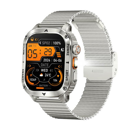 AK80 BT Call Smart Watch, Support Blood Oxygen / Blood Pressure / Heart Rate / Sports Health Monitoring Fitness Tracker(Silver Mesh Steel) by bashfashion