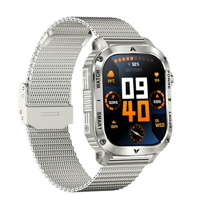 AK80 BT Call Smart Watch, Support Blood Oxygen / Blood Pressure / Heart Rate / Sports Health Monitoring Fitness Tracker(Silver Mesh Steel) by bashfashion