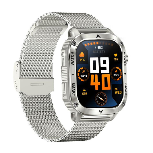 AK80 BT Call Smart Watch, Support Blood Oxygen / Blood Pressure / Heart Rate / Sports Health Monitoring Fitness Tracker(Silver Mesh Steel) by bashfashion