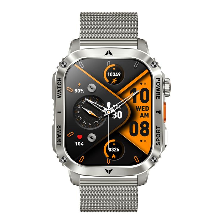 AK80 BT Call Smart Watch, Support Blood Oxygen / Blood Pressure / Heart Rate / Sports Health Monitoring Fitness Tracker(Silver Mesh Steel) by bashfashion