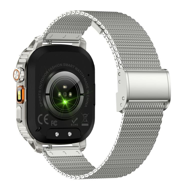AK80 BT Call Smart Watch, Support Blood Oxygen / Blood Pressure / Heart Rate / Sports Health Monitoring Fitness Tracker(Silver Mesh Steel) by bashfashion