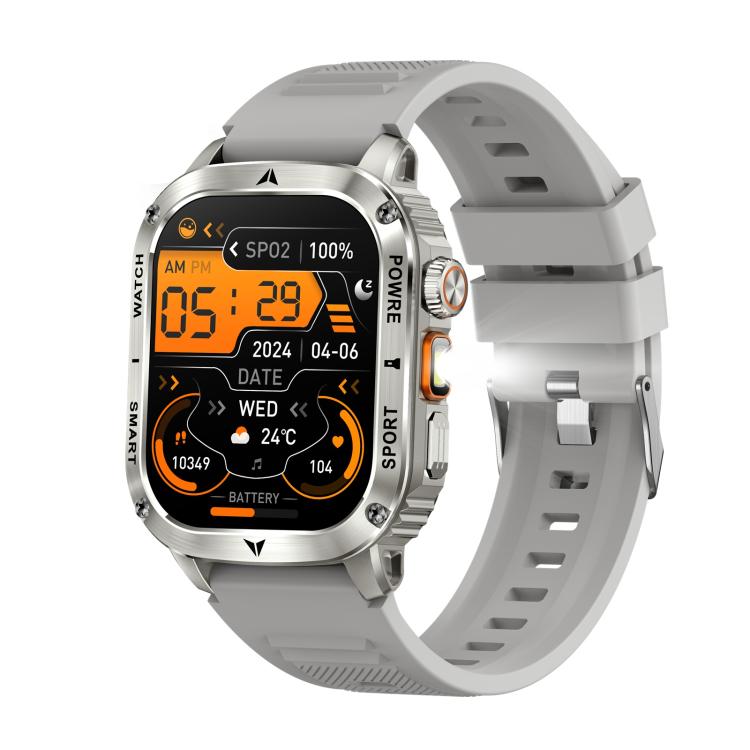 AK80 BT Call Smart Watch, Support Blood Oxygen / Blood Pressure / Heart Rate / Sports Health Monitoring Fitness Tracker(Grey Silicone) by bashfashion