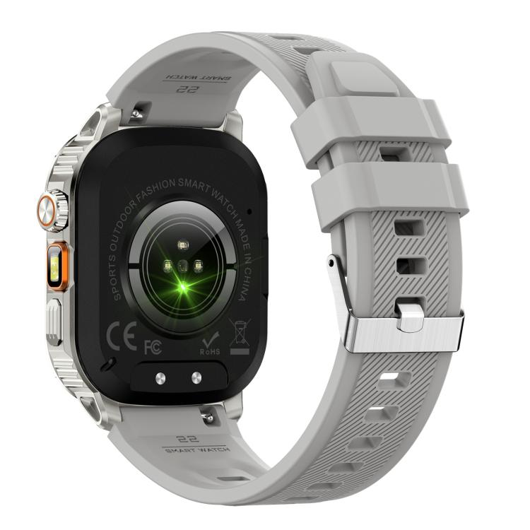 AK80 BT Call Smart Watch, Support Blood Oxygen / Blood Pressure / Heart Rate / Sports Health Monitoring Fitness Tracker(Grey Silicone) by bashfashion