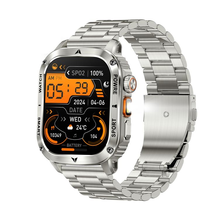 AK80 BT Call Smart Watch, Support Blood Oxygen / Blood Pressure / Heart Rate / Sports Health Monitoring Fitness Tracker(Silver 3-Bead Steel) by bashfashion