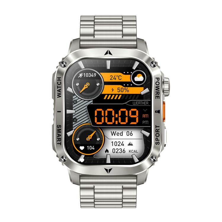 AK80 BT Call Smart Watch, Support Blood Oxygen / Blood Pressure / Heart Rate / Sports Health Monitoring Fitness Tracker(Silver 3-Bead Steel) by bashfashion