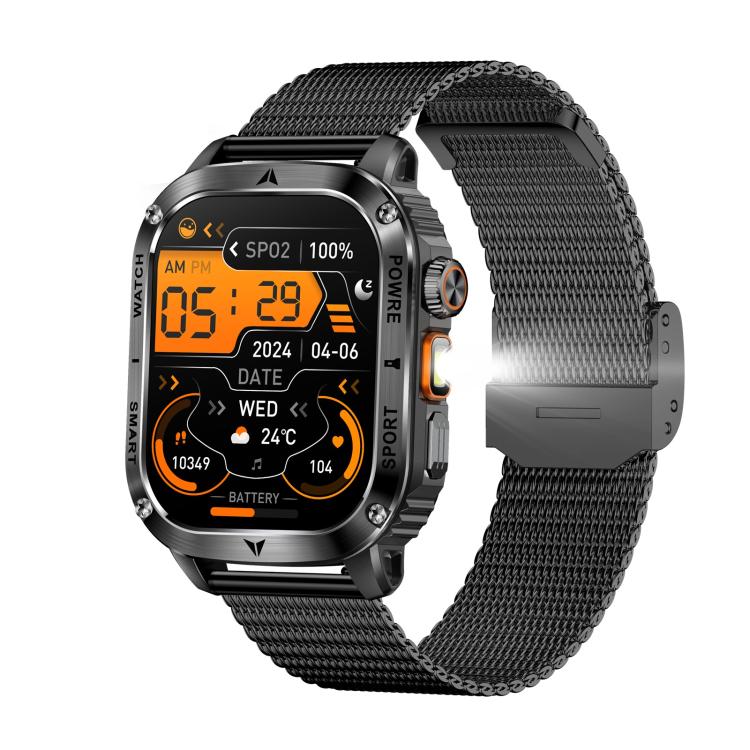 AK80 BT Call Smart Watch, Support Blood Oxygen / Blood Pressure / Heart Rate / Sports Health Monitoring Fitness Tracker(Black Mesh Steel) by bashfashion