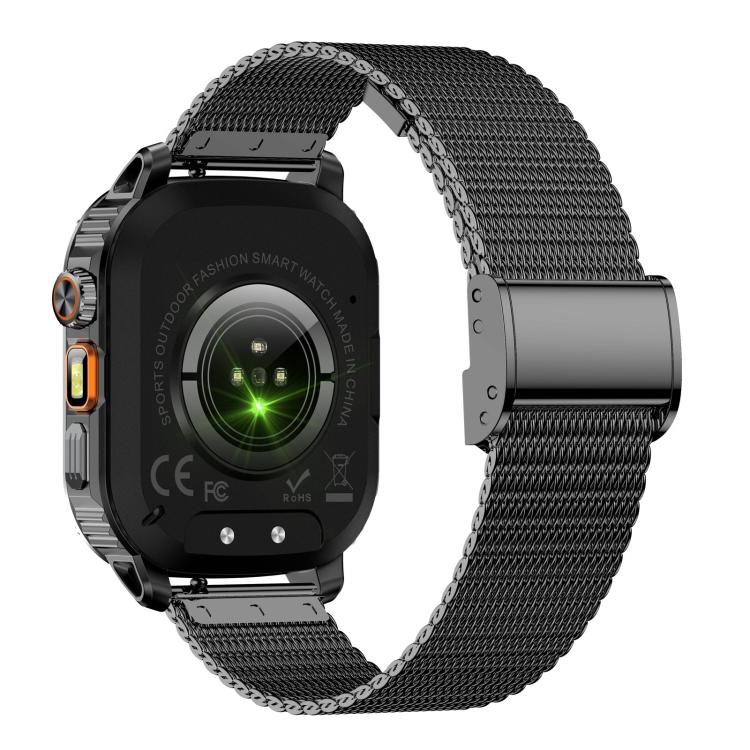 AK80 BT Call Smart Watch, Support Blood Oxygen / Blood Pressure / Heart Rate / Sports Health Monitoring Fitness Tracker(Black Mesh Steel) by bashfashion