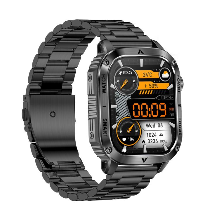 AK80 BT Call Smart Watch, Support Blood Oxygen / Blood Pressure / Heart Rate / Sports Health Monitoring Fitness Tracker(Black 3-Bead Steel) by bashfashion