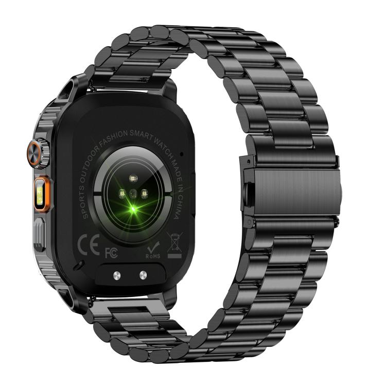 AK80 BT Call Smart Watch, Support Blood Oxygen / Blood Pressure / Heart Rate / Sports Health Monitoring Fitness Tracker(Black 3-Bead Steel) by bashfashion