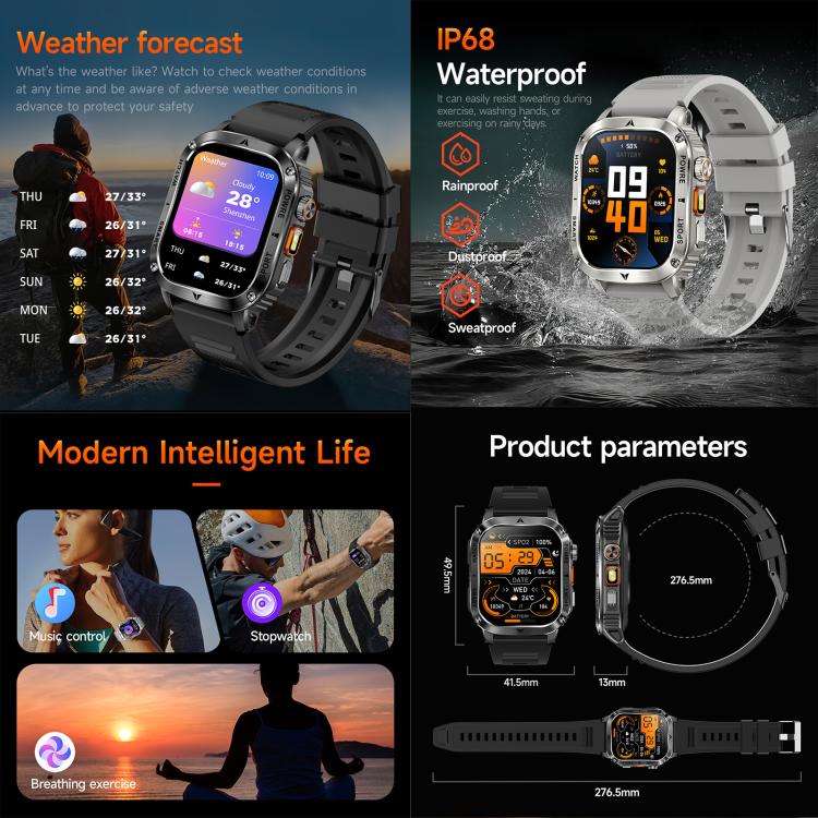 AK80 BT Call Smart Watch, Support Blood Oxygen / Blood Pressure / Heart Rate / Sports Health Monitoring Fitness Tracker(Black Mesh Steel) by bashfashion