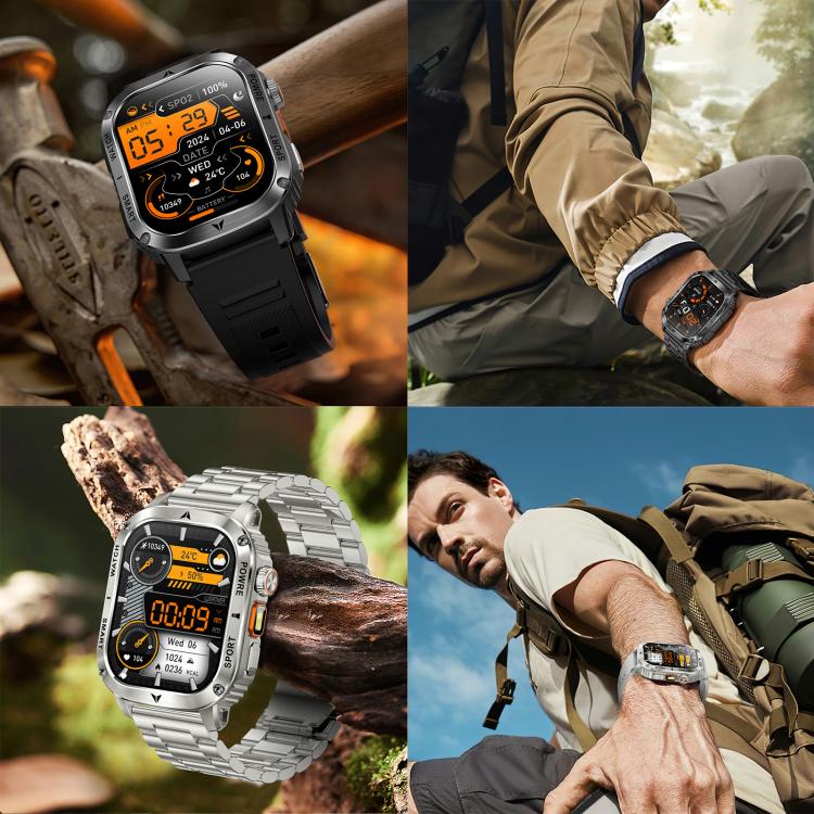 AK80 BT Call Smart Watch, Support Blood Oxygen / Blood Pressure / Heart Rate / Sports Health Monitoring Fitness Tracker(Silver 3-Bead Steel) by bashfashion