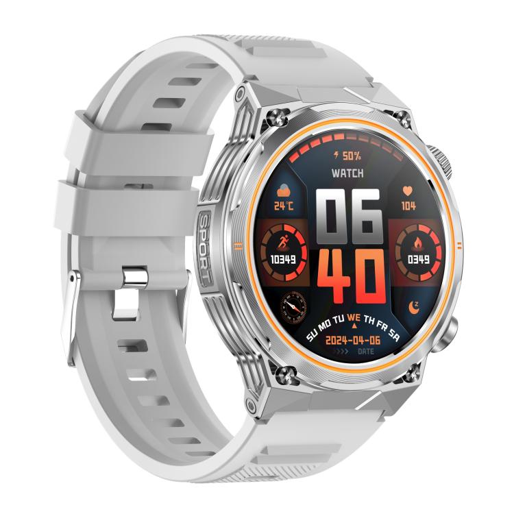 AK81 BT Call Smart Watch, Support Blood Pressure / Heart Rate / Sports Health Monitoring Fitness Tracker(Silver Silicone) by bashfashion