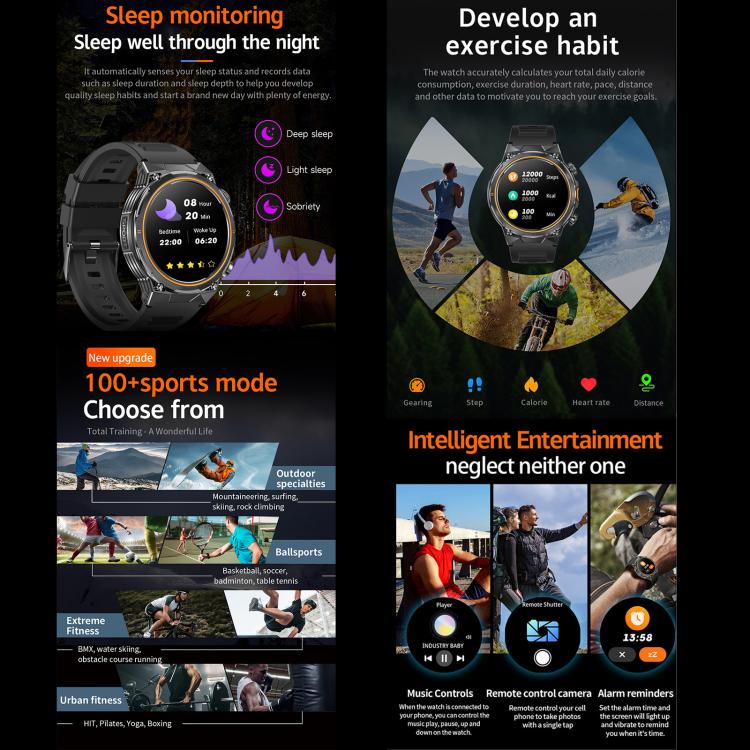 AK81 BT Call Smart Watch, Support Blood Pressure / Heart Rate / Sports Health Monitoring Fitness Tracker(Black Steel) by bashfashion