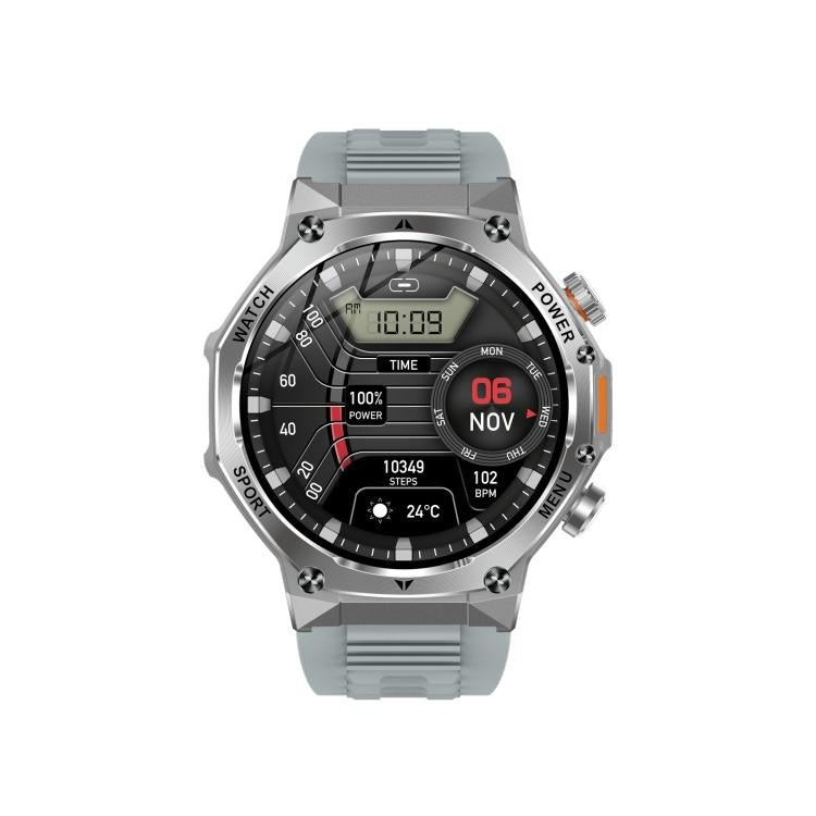 AK82 BT Call Smart Watch, Support Blood Oxygen / Blood Pressure / Heart Rate / Sports Health Monitoring Fitness Tracker(Silver Grey Silicone) by bashfashion