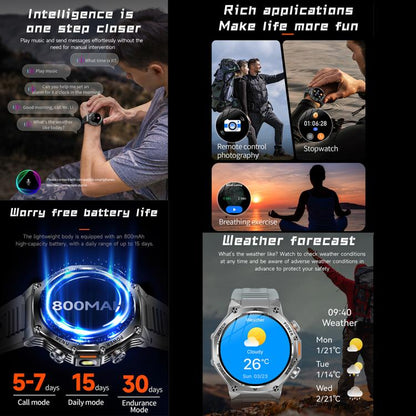 AK82 BT Call Smart Watch, Support Blood Oxygen / Blood Pressure / Heart Rate / Sports Health Monitoring Fitness Tracker(Silver Grey Silicone) by bashfashion