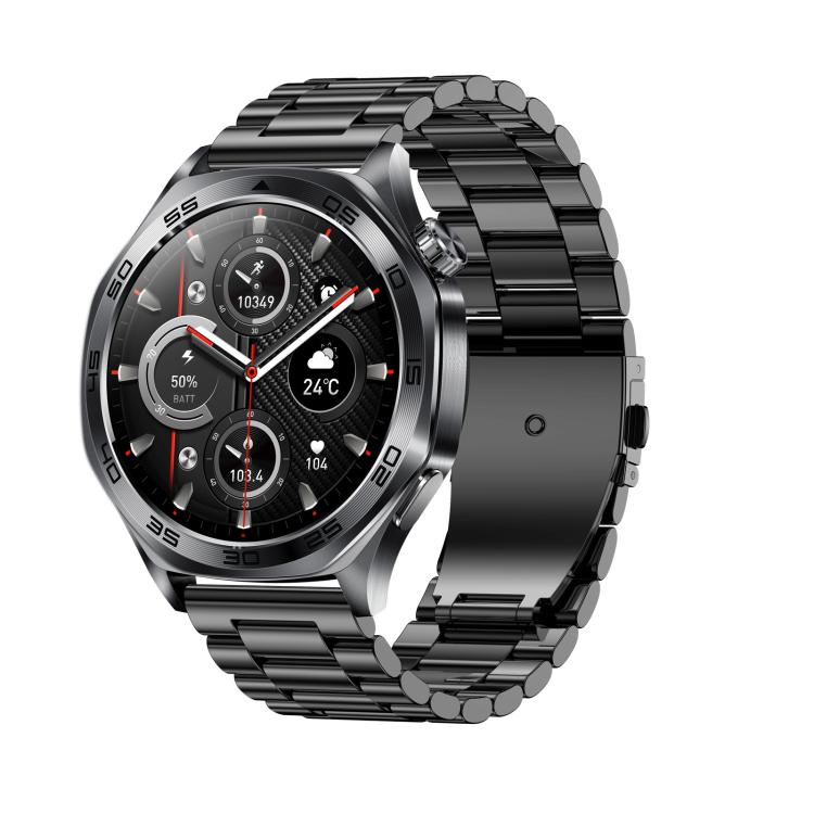 AK83 BT Call Smart Watch, Support Blood Pressure / Heart Rate / Sports Health Monitoring Fitness Tracker(Black 3-Bead Steel) by bashfashion