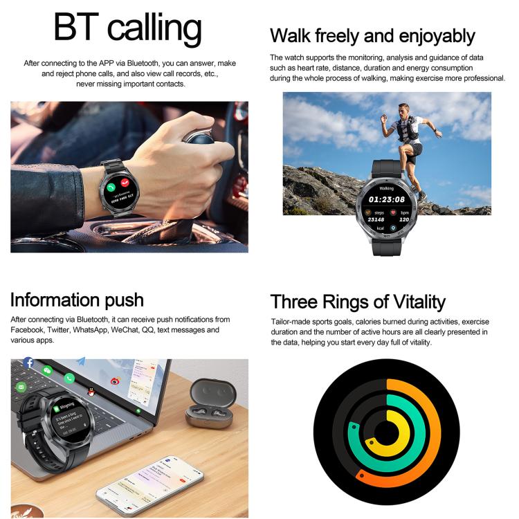 AK83 BT Call Smart Watch, Support Blood Pressure / Heart Rate / Sports Health Monitoring Fitness Tracker(Black Braid Silicone) by bashfashion