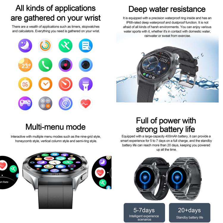 AK83 BT Call Smart Watch, Support Blood Pressure / Heart Rate / Sports Health Monitoring Fitness Tracker(Steel 3-Bead Steel) by bashfashion