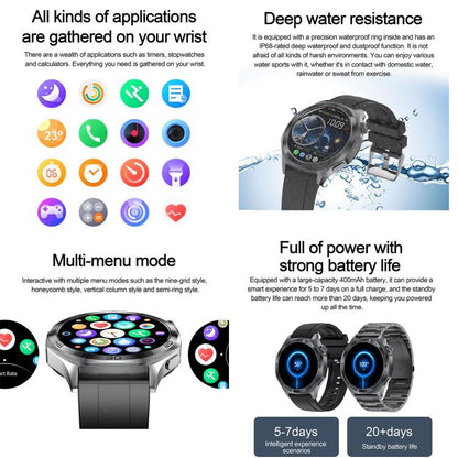 AK83 BT Call Smart Watch, Support Blood Pressure / Heart Rate / Sports Health Monitoring Fitness Tracker(Steel 3-Bead Steel) by bashfashion