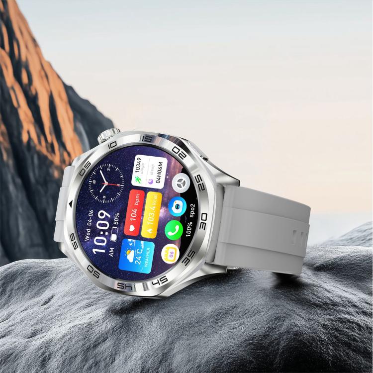 AK83 BT Call Smart Watch, Support Blood Pressure / Heart Rate / Sports Health Monitoring Fitness Tracker(Steel Grey Silicone) by bashfashion