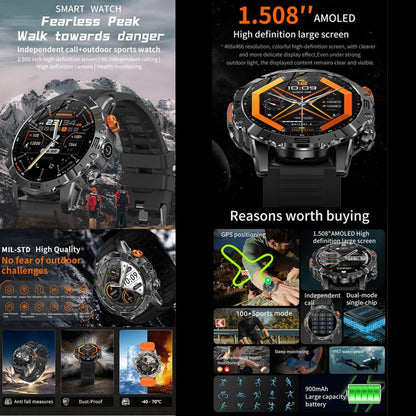 BH11 4G LTE Android 8.1 Smart Watch, 2GB+16GB, Unisoc 8541 Quad Core, Support Heart Rate / Blood Oxygen(Black Steel) by bashfashion