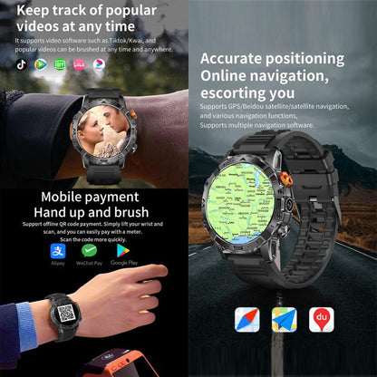 BH11 4G LTE Android 8.1 Smart Watch, 2GB+16GB, Unisoc 8541 Quad Core, Support Heart Rate / Blood Oxygen(Black Steel) by bashfashion