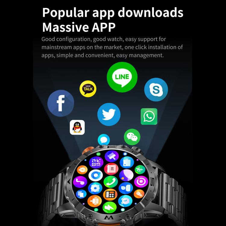 BH11 4G LTE Android 8.1 Smart Watch, 2GB+16GB, Unisoc 8541 Quad Core, Support Heart Rate / Blood Oxygen(Black Steel) by bashfashion