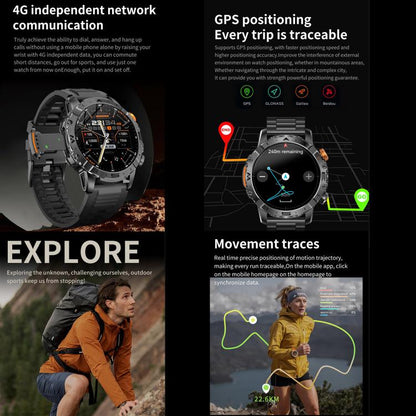 BH11 4G LTE Android 8.1 Smart Watch, 2GB+16GB, Unisoc 8541 Quad Core, Support Heart Rate / Blood Oxygen(Black Steel) by bashfashion