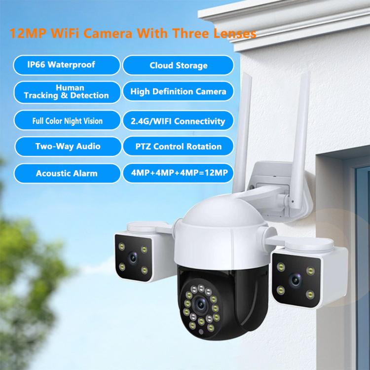 QX155 6MP Triple Camera WiFi Version Supports Humanoid Detection(AU Plug) by bashfashion