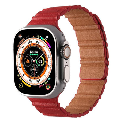 For Apple Watch 42mm / 41mm / 40mm / 38mm Magnetic PU Leather Watch Band(Red) by bashfashion