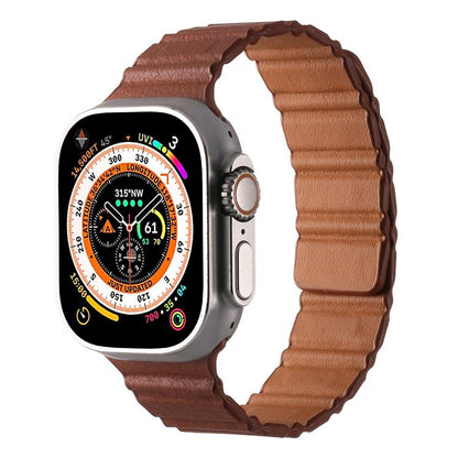 For Apple Watch 42mm / 41mm / 40mm / 38mm Magnetic PU Leather Watch Band(Brown) by bashfashion