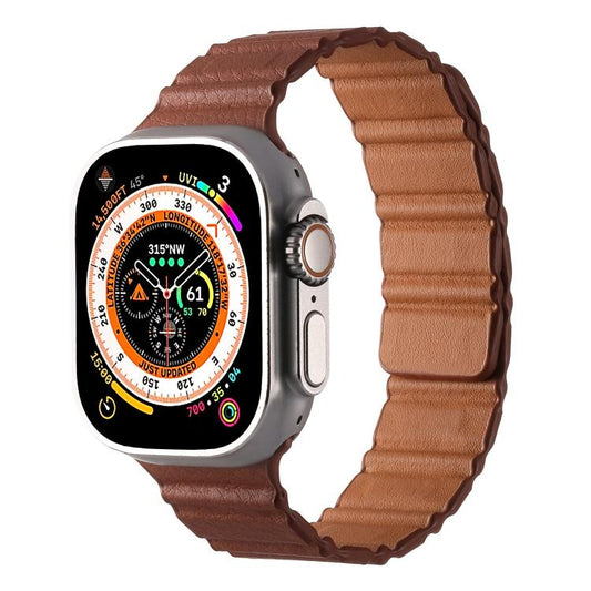For Apple Watch 42mm / 41mm / 40mm / 38mm Magnetic PU Leather Watch Band(Brown) by bashfashion