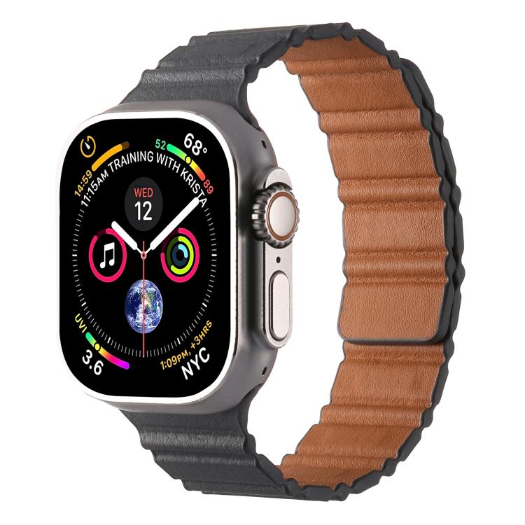 For Apple Watch 42mm / 41mm / 40mm / 38mm Magnetic PU Leather Watch Band(Grey) by bashfashion