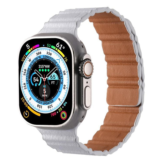 For Apple Watch 42mm / 41mm / 40mm / 38mm Magnetic PU Leather Watch Band(Pink White) by bashfashion