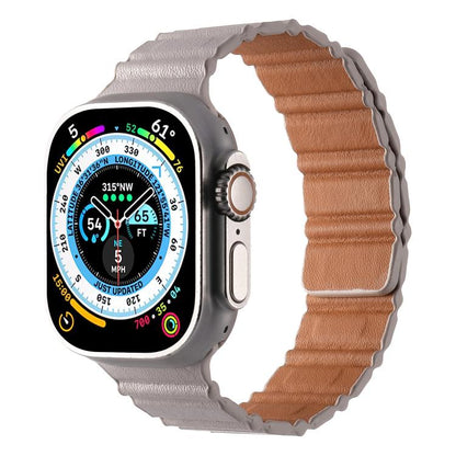 For Apple Watch 42mm / 41mm / 40mm / 38mm Magnetic PU Leather Watch Band(Starlight) by bashfashion