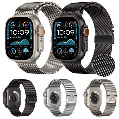 For Apple Watch 46mm / 49mm / 45mm / 44mm xDfind Umbrella Buckle Fine Mesh Milanese Stainless Steel Watch Band(Silver) by xDfind