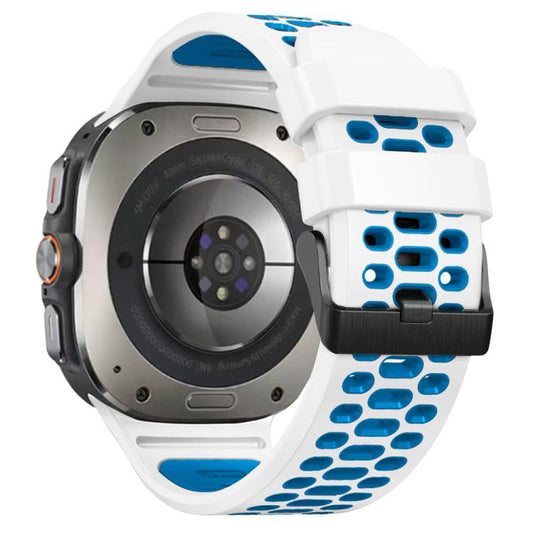 For Samsung Galaxy Watch Ultra 47mm / Ultra 2025 Two Color Silicone Breathable Watch Band(White Blue) by bashfashion