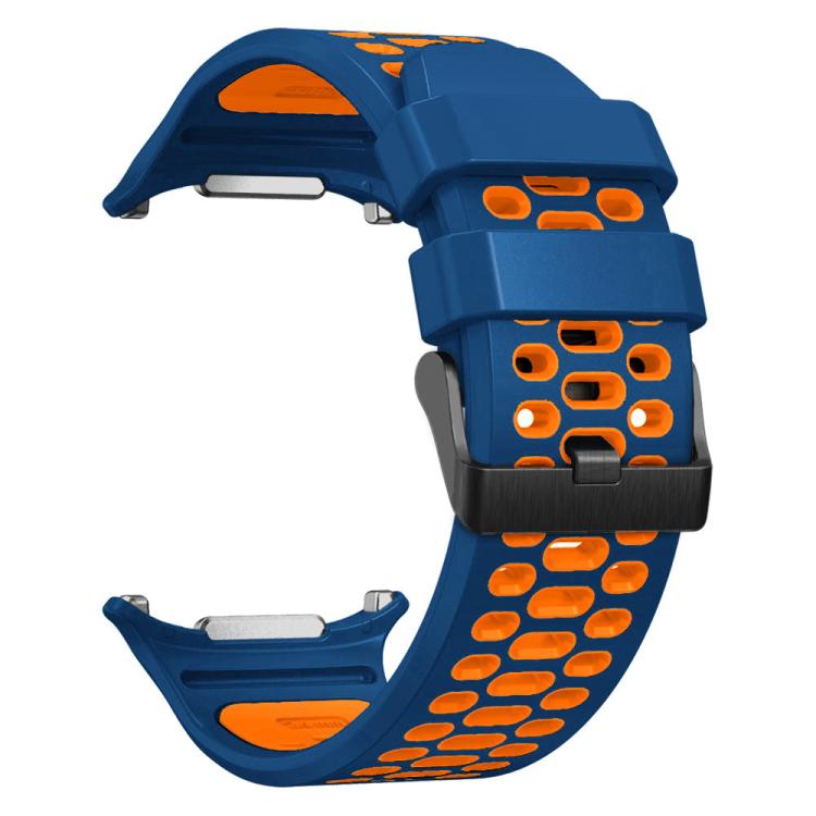 For Samsung Galaxy Watch Ultra 47mm / Ultra 2025 Two Color Silicone Breathable Watch Band(Blue Orange) by bashfashion