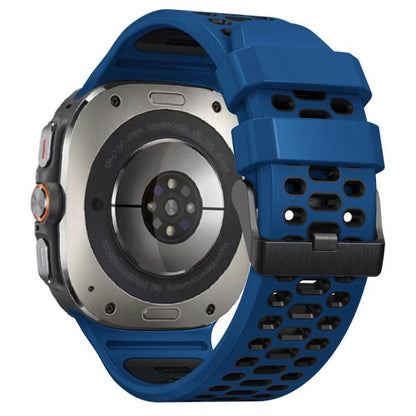 For Samsung Galaxy Watch Ultra 47mm / Ultra 2025 Two Color Silicone Breathable Watch Band(Blue Black) by bashfashion